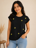 Black Coconut Embroidered T-Shirt