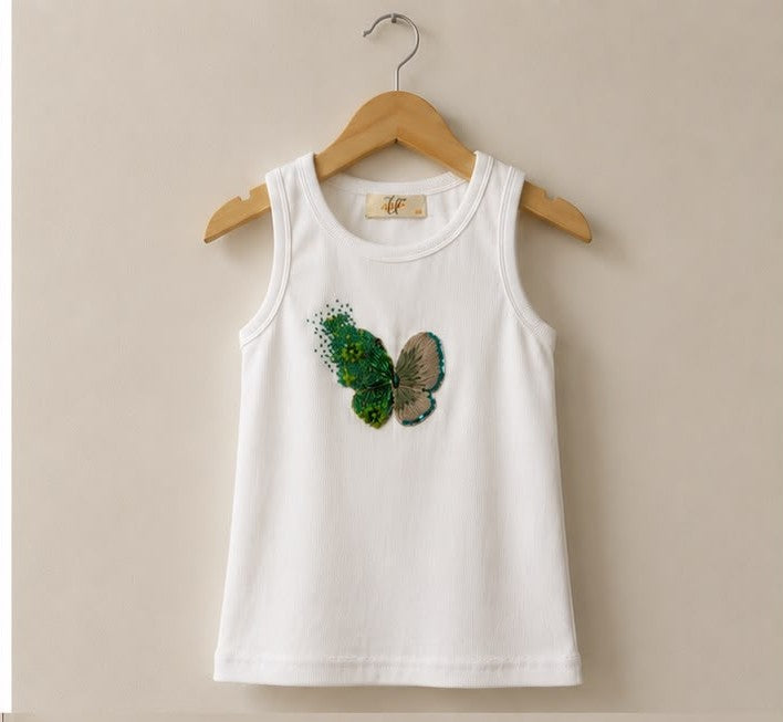 White Butterfly Tank Top