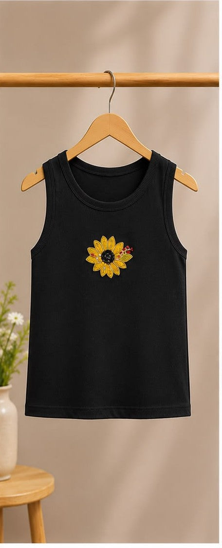 Black Sunflower Tank Top